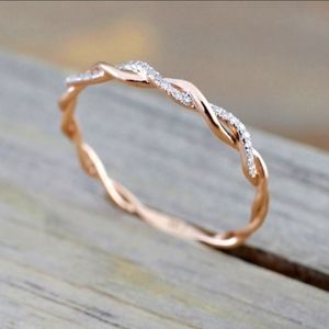 Gold Twisted Delicate Diamond Style Ring